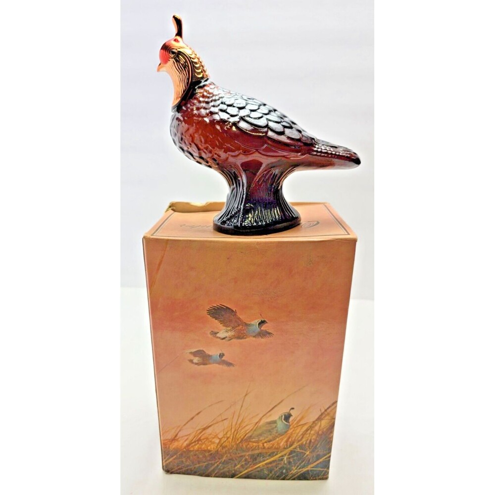 VINTAGE AVON GLASS QUAIL DECANTER BLEND #7 AFTER SHAVE MINT IN BOX NEVER USED